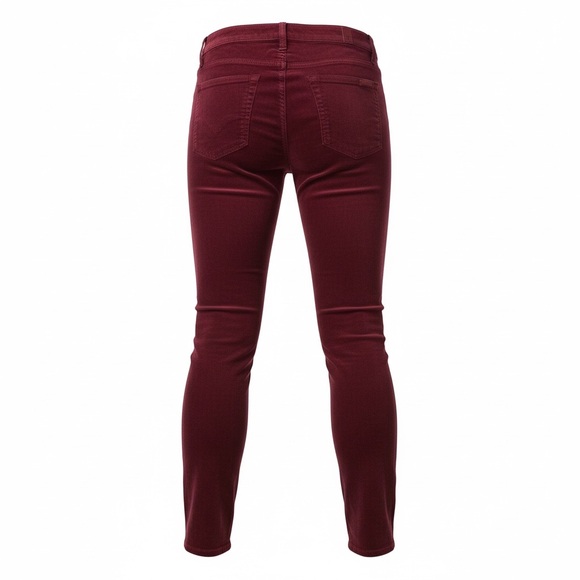 7 For All Mankind Women's Burgundy Velvet Straight Leg Jeans - Picture 2 of 5